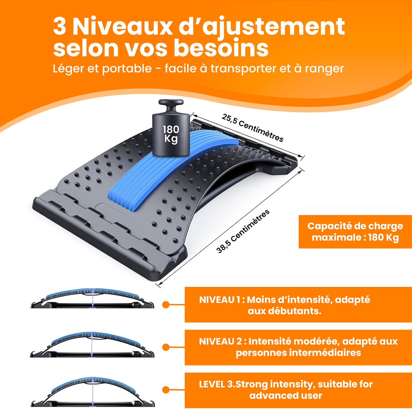 Civière Dorsale Orthopédique – Soulagement des Douleurs de Dos & Correction de la Posture