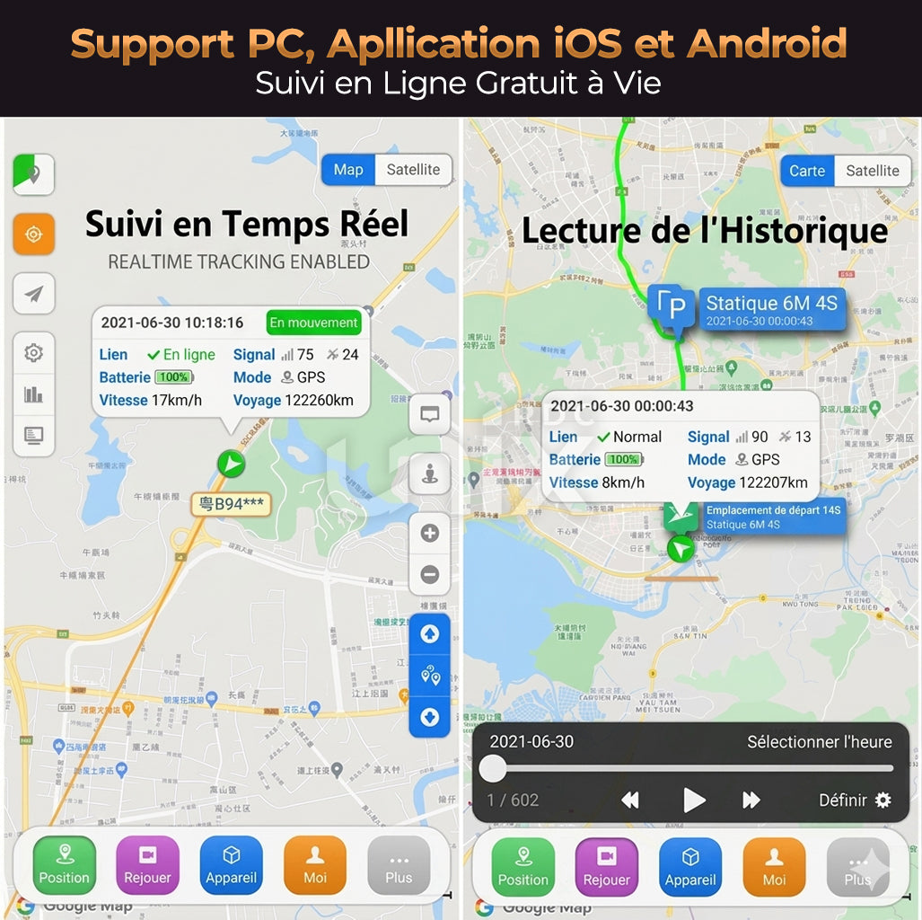 Traceur GPS Satellite en Temps Réel pour Voiture, Moto, Camion et Flotte : Contre les Voleurs et Chauffeurs Menteurs