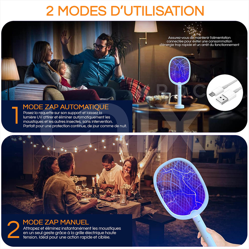 Raquette Anti-Moustiques Rechargeable – L'Arme Ultime Contre les Insectes !