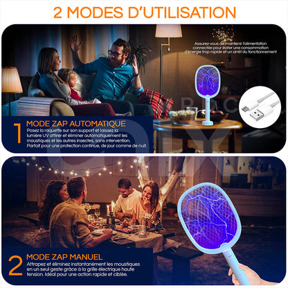 Raquette Anti-Moustiques Rechargeable – L'Arme Ultime Contre les Insectes !